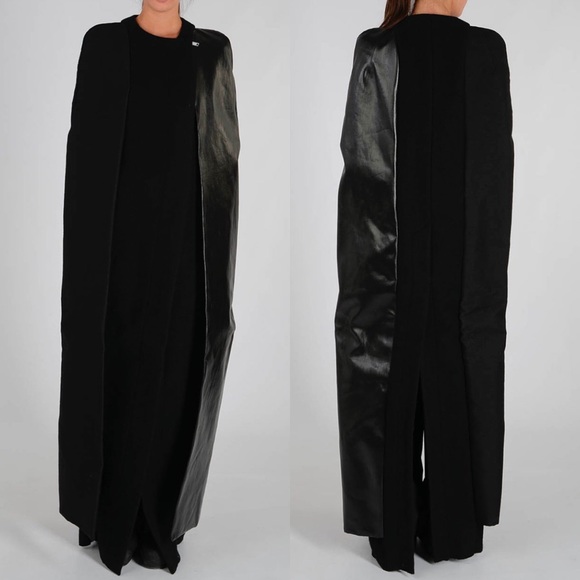 RARE Rick Owens Runway 2017 Wool Cape Zip Coat - Picture 2 of 16
